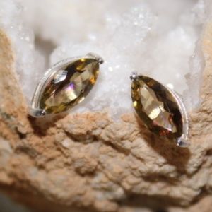 Faceted Yellow Topaz Marquise Solid S925 Earrings